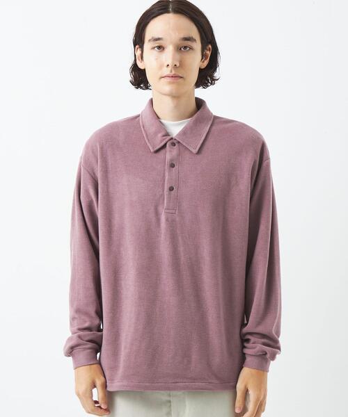 green label relaxing（グリーンレーベルリラクシング）の「ソフトフリース ポロシャツ（ポロシャツ・メンズ・ブラック/ピンク/ライトグレー・S/M/L/XL）」の7枚目の写真