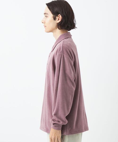 green label relaxing（グリーンレーベルリラクシング）の「ソフトフリース ポロシャツ（ポロシャツ・メンズ・ブラック/ピンク/ライトグレー・S/M/L/XL）」の8枚目の写真