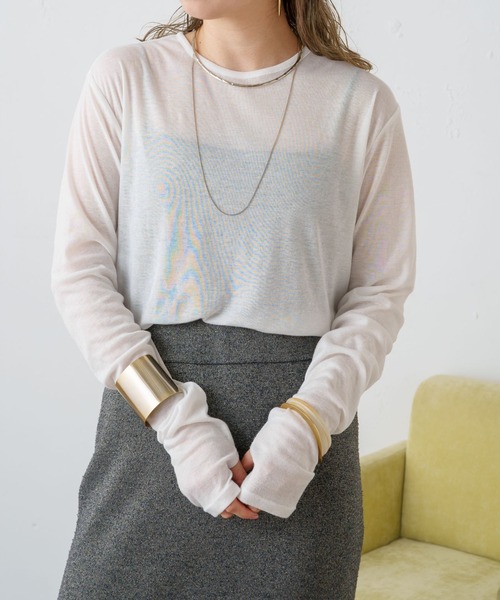 Omekashi（オメカシ）の「シアーフライスプルオーバー（Tシャツ/カットソー・レディース・オレンジ/ライトグレー/チャコールグレー/ピンク/オフホワイト・FREE）」の2枚目の写真