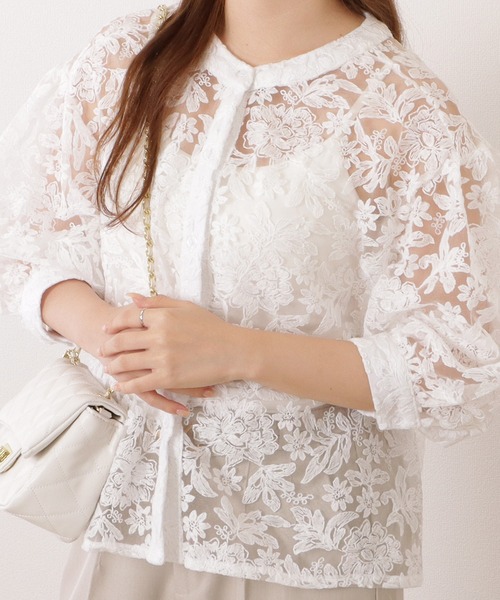 Lace Ladies(レースレディース)の「フラワー刺繍クルーネックバルーンブラウス(シャツ/ブラウス・レディース・ホワイト/ブラック・FREE)」の2枚目の写真