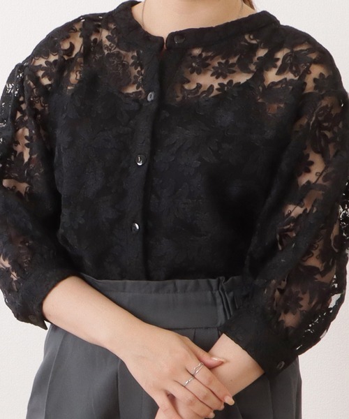 Lace Ladies(レースレディース)の「フラワー刺繍クルーネックバルーンブラウス(シャツ/ブラウス・レディース・ホワイト/ブラック・FREE)」の3枚目の写真