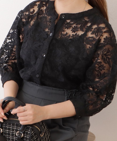 Lace Ladies(レースレディース)の「フラワー刺繍クルーネックバルーンブラウス(シャツ/ブラウス・レディース・ホワイト/ブラック・FREE)」の6枚目の写真