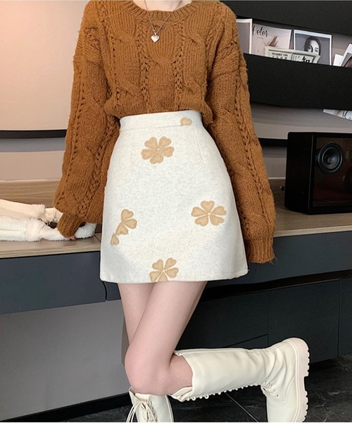 ROOPTOKYO(ループトウキョウ)の「▲フラワーモチーフ台形スカート(スカート・レディース・アイボリー/ブラック・S/M/L)」の11枚目の写真