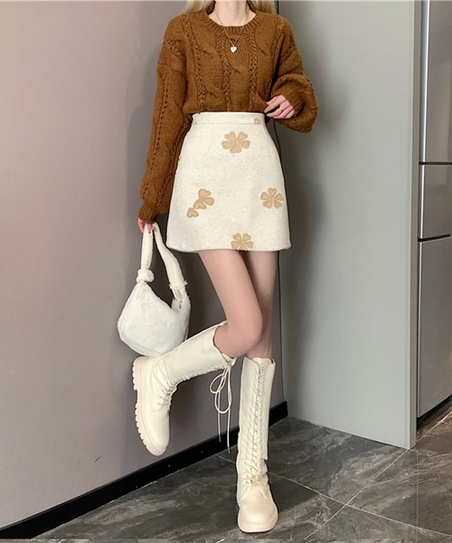 ROOPTOKYO(ループトウキョウ)の「▲フラワーモチーフ台形スカート(スカート・レディース・アイボリー/ブラック・S/M/L)」の14枚目の写真