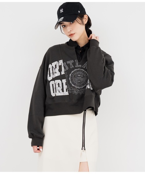 ANAP（アナップ）の「キーネックリメイクデザイン裏毛スウェットトレーナー（スウェット・レディース・キナリ/ブルー/スミクロ/ネイビー・FREE）」の15枚目の写真