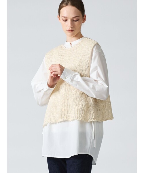 mizuiroind（ミズイロインド）の「mizuiro ind ショートベスト（ベスト・レディース・ブラック/ベージュ/アイボリー・FREE）」の5枚目の写真