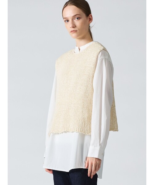 mizuiroind（ミズイロインド）の「mizuiro ind ショートベスト（ベスト・レディース・ブラック/ベージュ/アイボリー・FREE）」の6枚目の写真