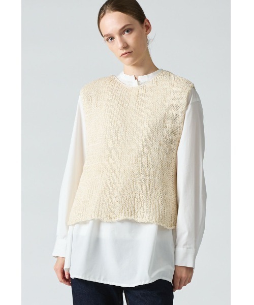 mizuiroind（ミズイロインド）の「mizuiro ind ショートベスト（ベスト・レディース・ブラック/ベージュ/アイボリー・FREE）」の2枚目の写真