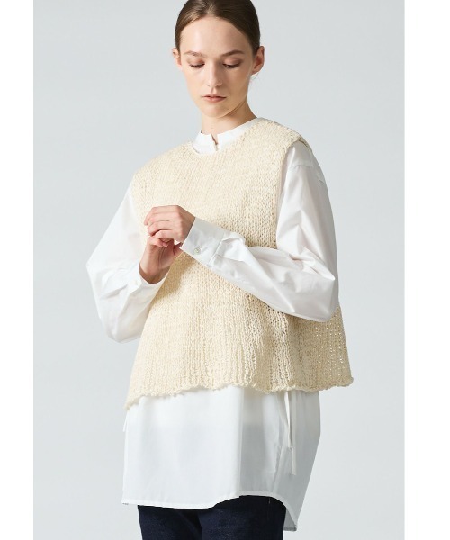 mizuiroind（ミズイロインド）の「mizuiro ind ショートベスト（ベスト・レディース・ブラック/ベージュ/アイボリー・FREE）」の20枚目の写真