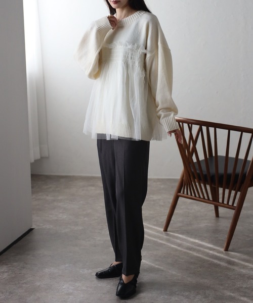 セール】新色追加＜着映えトップス＞アルパカタッチ チュール