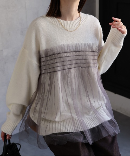 【新色：オフホワイト×グレー】
model：162cm 着用サイズ：F