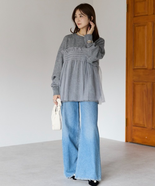 セール】新色追加＜着映えトップス＞アルパカタッチ チュール