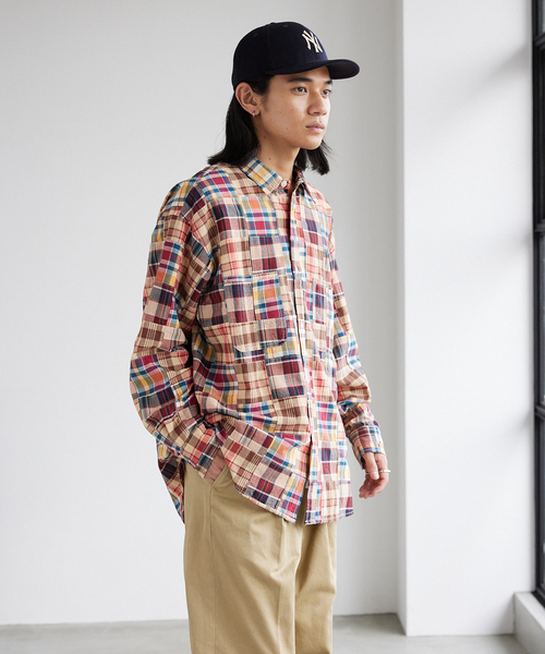 JOURNAL STANDARD(ジャーナルスタンダード)の「マドラスパッチワーク ファットシルエット ボタンダウンシャツ(シャツ/ブラウス・メンズ・ネイビー/レッド/ベージュ・SMALL/LARGE/MEDIUM)」の10枚目の写真