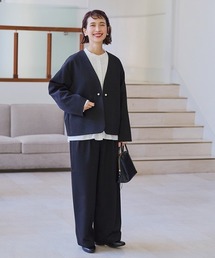 studio CLIP | 【みんなのリクエストSETUP】アイロンいらずジャケット＆パンツ[プチ・プラスサイズあり](ノーカラージャケット)