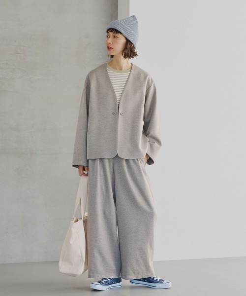 studio CLIP（スタディオクリップ）の「【みんなのリクエストSETUP】アイロンいらずジャケット＆パンツ[プチ・プラスサイズあり]（ノーカラージャケット・レディース・ブラック/グレー/ネイビー・FREE/ﾌﾘｰ(L)/PF）」の6枚目の写真