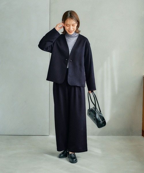 studio CLIP（スタディオクリップ）の「【みんなのリクエストSETUP】アイロンいらずジャケット＆パンツ[プチ・プラスサイズあり]（ノーカラージャケット・レディース・ブラック/グレー/ネイビー・FREE/ﾌﾘｰ(L)/PF）」の11枚目の写真