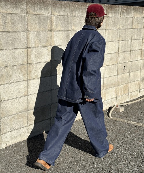 ［perushu］ダブルタックワイドデニムパンツ セールハトメループリジットワイドタックデニム（デニムパンツ