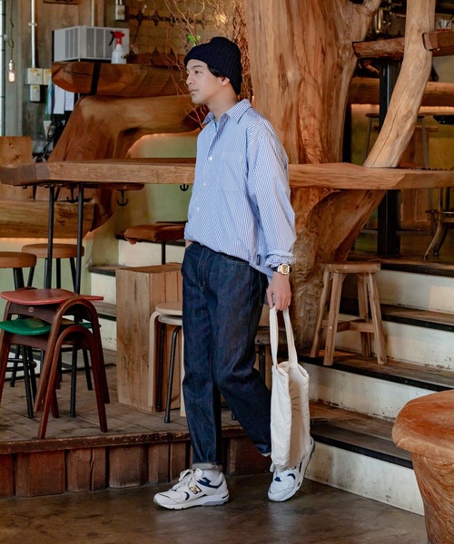 THE CRAFT CREW PRODUCTS（ザクラフトクループロダクツ）の「マルチファンクショナルファブリック ビッグシルエット アソートレギュラーカラー長袖シャツ【THE CRAFT CREW PRODUCTS】（シャツ/ブラウス・メンズ・ブラック系2/オフホワイト/ブルー系/ブラック系1/ダークインディゴブルー/ブラック系/ホワイト系/グレイッシュベージュ/サックスブルー/グレー系/ネイビー系/ベージュ系/ダークグレー/ネイビー系1/ブラック系3/ホワイト系1・S/L/M）」の21枚目の写真