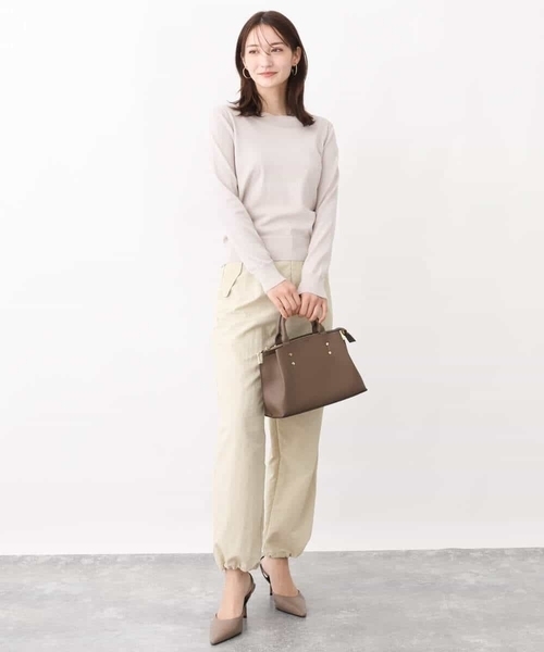 MK MICHEL KLEIN(エムケーミッシェルクラン)の「シアーネック切替えニット/洗える(ニット/セーター・レディース・ミント/ライム/ネイビー/グレイッシュベージュ・38)」の6枚目の写真