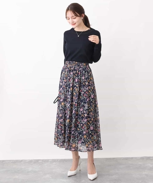 MK MICHEL KLEIN(エムケーミッシェルクラン)の「シアーネック切替えニット/洗える(ニット/セーター・レディース・ミント/ライム/ネイビー/グレイッシュベージュ・38)」の13枚目の写真