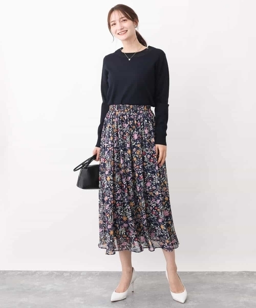 MK MICHEL KLEIN(エムケーミッシェルクラン)の「シアーネック切替えニット/洗える(ニット/セーター・レディース・ミント/ライム/ネイビー/グレイッシュベージュ・38)」の14枚目の写真