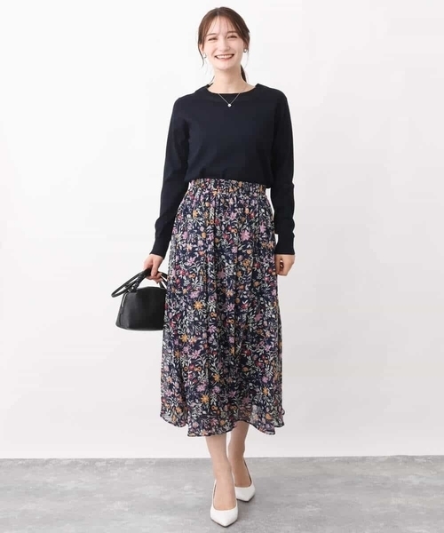 MK MICHEL KLEIN(エムケーミッシェルクラン)の「シアーネック切替えニット/洗える(ニット/セーター・レディース・ミント/ライム/ネイビー/グレイッシュベージュ・38)」の15枚目の写真