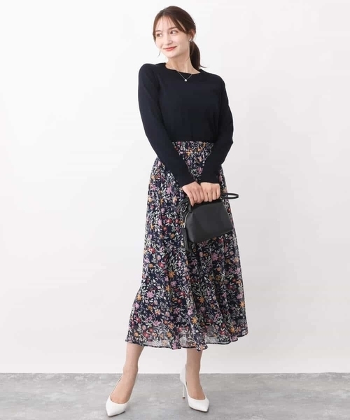 MK MICHEL KLEIN(エムケーミッシェルクラン)の「シアーネック切替えニット/洗える(ニット/セーター・レディース・ミント/ライム/ネイビー/グレイッシュベージュ・38)」の17枚目の写真