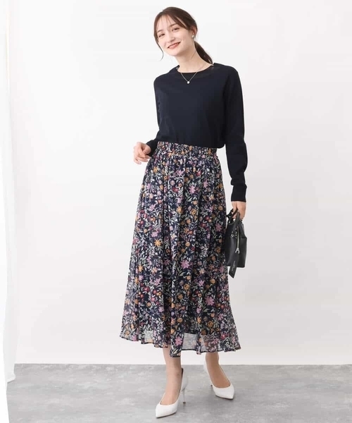 MK MICHEL KLEIN(エムケーミッシェルクラン)の「シアーネック切替えニット/洗える(ニット/セーター・レディース・ミント/ライム/ネイビー/グレイッシュベージュ・38)」の18枚目の写真