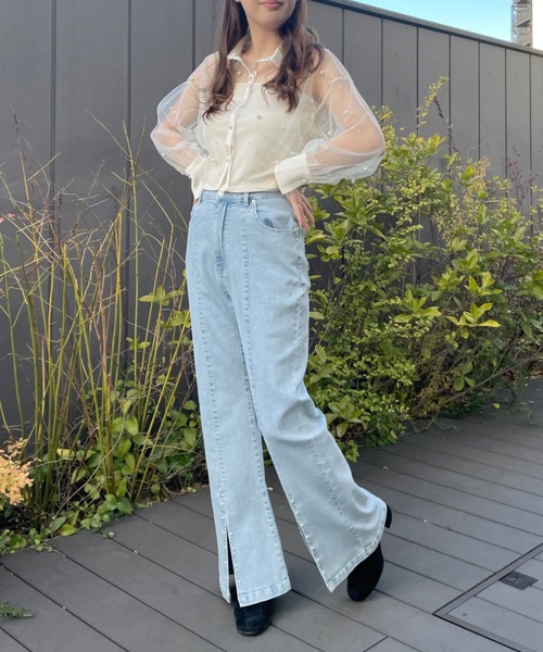 one way(ワンウェイ)の「パールまみれチュールシアーブラウス(シャツ/ブラウス・レディース・ホワイト/ブラック/ピンク・FREE)」の9枚目の写真