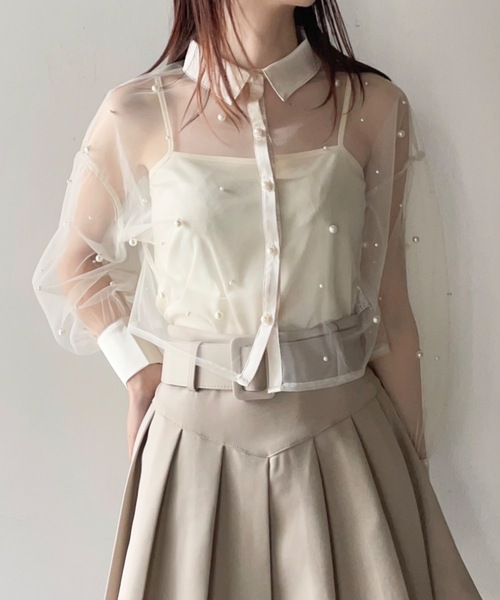 one way(ワンウェイ)の「パールまみれチュールシアーブラウス(シャツ/ブラウス・レディース・ホワイト/ブラック/ピンク・FREE)」の13枚目の写真
