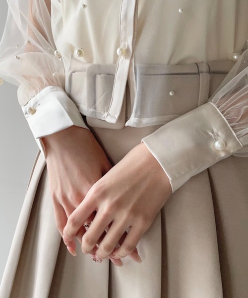 one way(ワンウェイ)の「パールまみれチュールシアーブラウス(シャツ/ブラウス・レディース・ホワイト/ブラック/ピンク・FREE)」の19枚目の写真