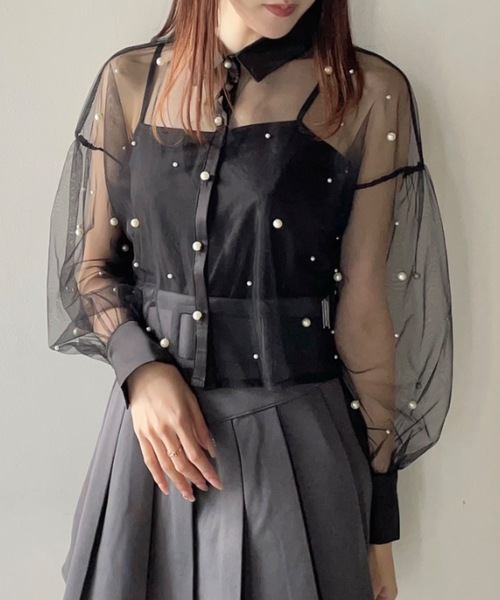 one way(ワンウェイ)の「パールまみれチュールシアーブラウス(シャツ/ブラウス・レディース・ホワイト/ブラック/ピンク・FREE)」の22枚目の写真