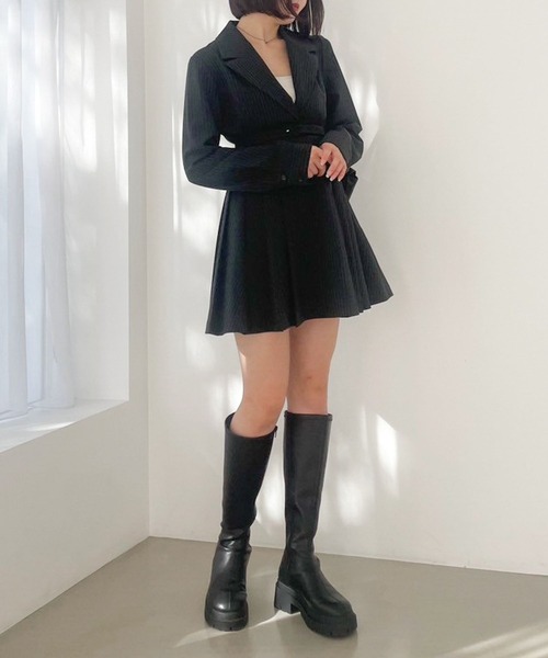 Heather（ヘザー）の「プリーツジャケットミニワンピース　105283（ワンピース・レディース・グレー/ベージュ/グレー系その他・FREE）」の3枚目の写真