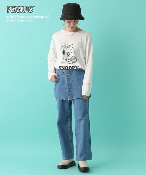 LEPSIM（レプシィム）の「【PEANUTS】プリントロンT　101898（Tシャツ/カットソー・レディース・ブルー/チャコールグレー/グレー/ホワイト・FREE）」の6枚目の写真