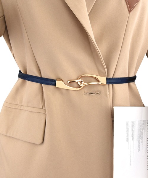 セール】【3タイプ展開】無段階調整 デザインバックルPUレザー細ベルト