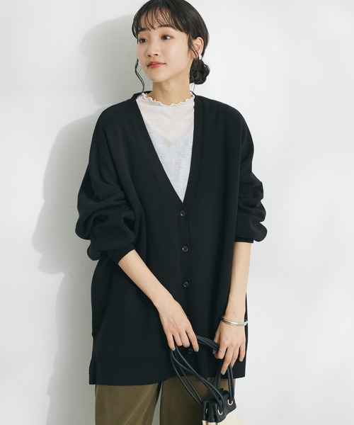 CRAFT STANDARD BOUTIQUE（クラフトスタンダードブティック）の「VネックBIGシルエットカーディガン（カーディガン/ボレロ・レディース・グレー/アイボリー/ブラック/レッド・FREE）」の2枚目の写真