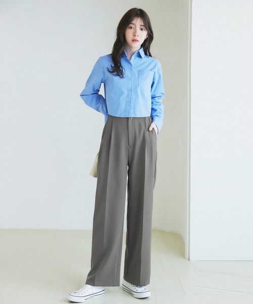 CHAN ME（チャンミ）の「ツータックワイドスラックス（スラックス・レディース・グレー/ピンク/カーキ/ブラック・X-LARGE/LARGE/MEDIUM/SMALL）」の10枚目の写真