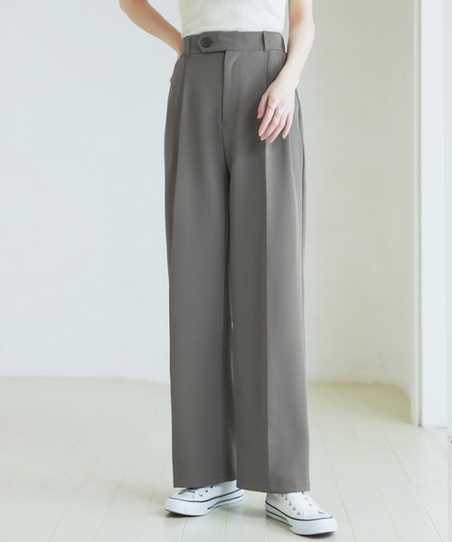 即完 定価5万 MASU グレー ワイドパンツ 25ss ワイド　スラックス ツータックワイドスラックス（スラックス）｜CHAN ME（チャンミ