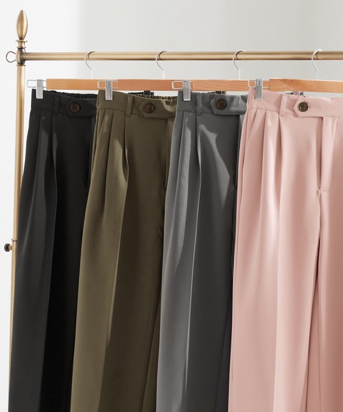 CHAN ME（チャンミ）の「ツータックワイドスラックス（スラックス・レディース・グレー/ピンク/カーキ/ブラック・X-LARGE/LARGE/MEDIUM/SMALL）」の5枚目の写真