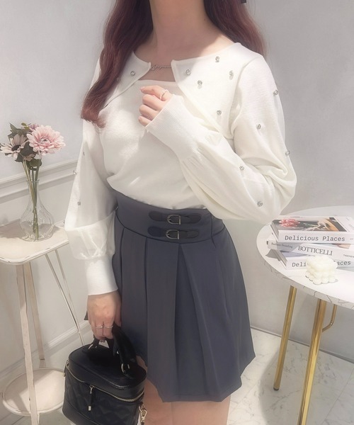 apres jour（アプレジュール）の「フロントオープンビジューニット【ZOZOTOWN限定アイテム】（ニット/セーター・レディース・ピンク/アイボリー/ラベンダー・X-LARGE/フリー）」の4枚目の写真