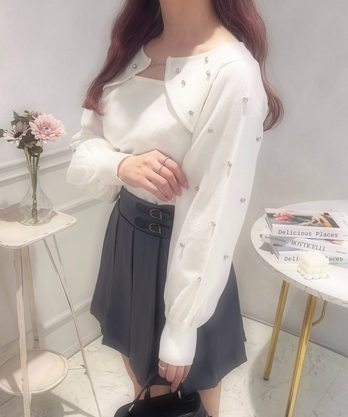 apres jour（アプレジュール）の「フロントオープンビジューニット【ZOZOTOWN限定アイテム】（ニット/セーター・レディース・ピンク/アイボリー/ラベンダー・X-LARGE/フリー）」の5枚目の写真