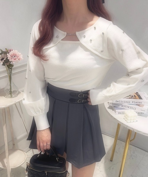 apres jour（アプレジュール）の「フロントオープンビジューニット【ZOZOTOWN限定アイテム】（ニット/セーター・レディース・ピンク/アイボリー/ラベンダー・X-LARGE/フリー）」の6枚目の写真