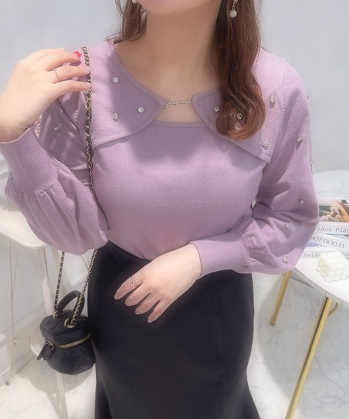 apres jour（アプレジュール）の「フロントオープンビジューニット【ZOZOTOWN限定アイテム】（ニット/セーター・レディース・ピンク/アイボリー/ラベンダー・X-LARGE/フリー）」の14枚目の写真