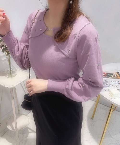 apres jour（アプレジュール）の「フロントオープンビジューニット【ZOZOTOWN限定アイテム】（ニット/セーター・レディース・ピンク/アイボリー/ラベンダー・X-LARGE/フリー）」の15枚目の写真