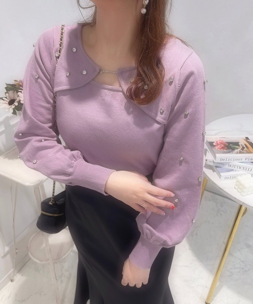 apres jour（アプレジュール）の「フロントオープンビジューニット【ZOZOTOWN限定アイテム】（ニット/セーター・レディース・ピンク/アイボリー/ラベンダー・X-LARGE/フリー）」の16枚目の写真