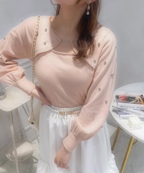 apres jour（アプレジュール）の「フロントオープンビジューニット【ZOZOTOWN限定アイテム】（ニット/セーター・レディース・ピンク/アイボリー/ラベンダー・X-LARGE/フリー）」の21枚目の写真