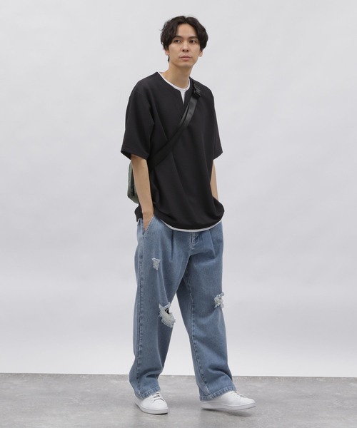 LAKOLE(ラコレ)の「加工デニムパンツ / 991908(デニムパンツ・メンズ・サックスブルー/カーキ/ライトブルー・MEDIUM/LARGE)」の7枚目の写真