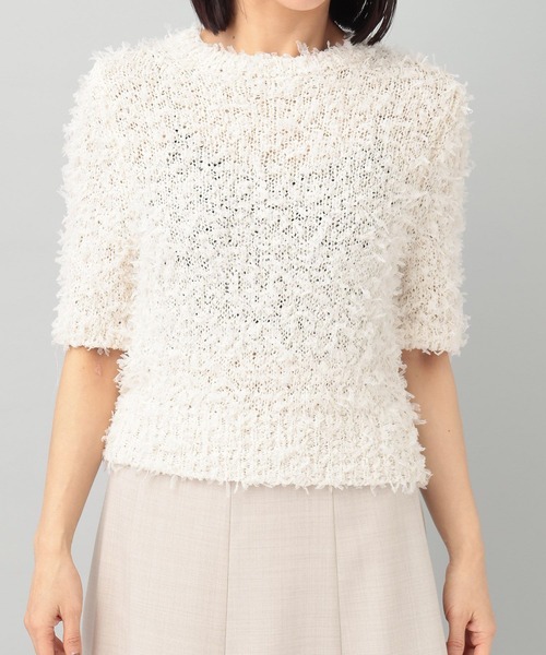 A part by（アパートバイ）の「テープフェザープルオーバー_半袖（ニット/セーター・レディース・ブラック/アイボリー・FREE）」の14枚目の写真