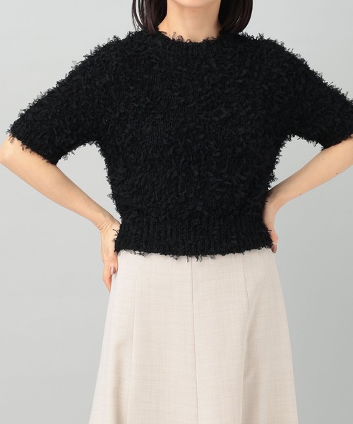 A part by（アパートバイ）の「テープフェザープルオーバー_半袖（ニット/セーター・レディース・ブラック/アイボリー・FREE）」の13枚目の写真