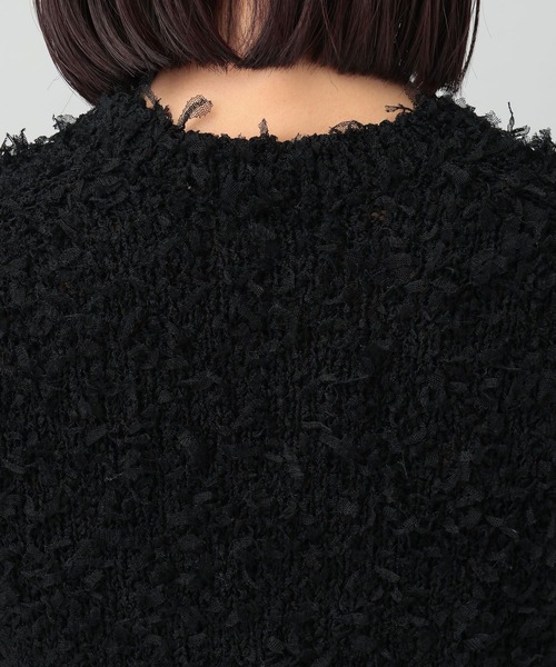 A part by（アパートバイ）の「テープフェザープルオーバー_半袖（ニット/セーター・レディース・ブラック/アイボリー・FREE）」の5枚目の写真